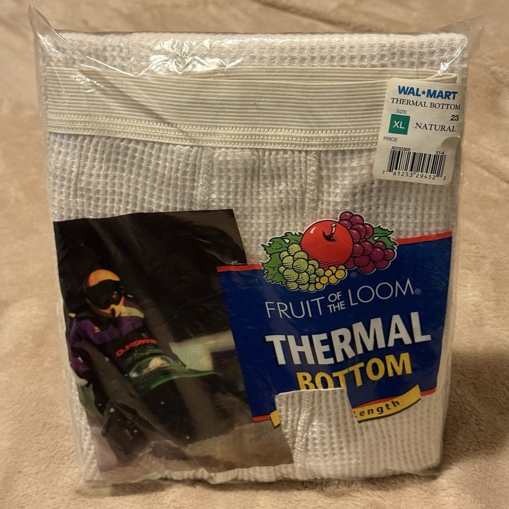 NOS 2001 Men's Fruit of the Loom Size XL Thermal Bottom Pants Ankle Length
